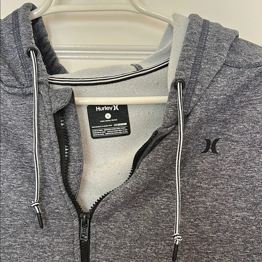 Hurley Big Boys Gray and Teal Zip-up Hoodie Sz Large